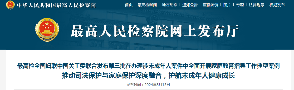 在办理涉未成年人案件中全面开展家庭教育指导工作典型案例（第三批）