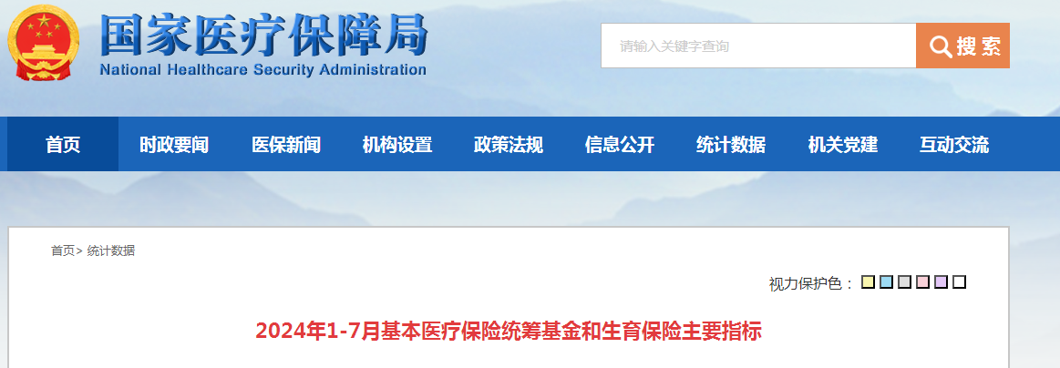 2024年1-7月基本医疗保险统筹基金和生育保险主要指标